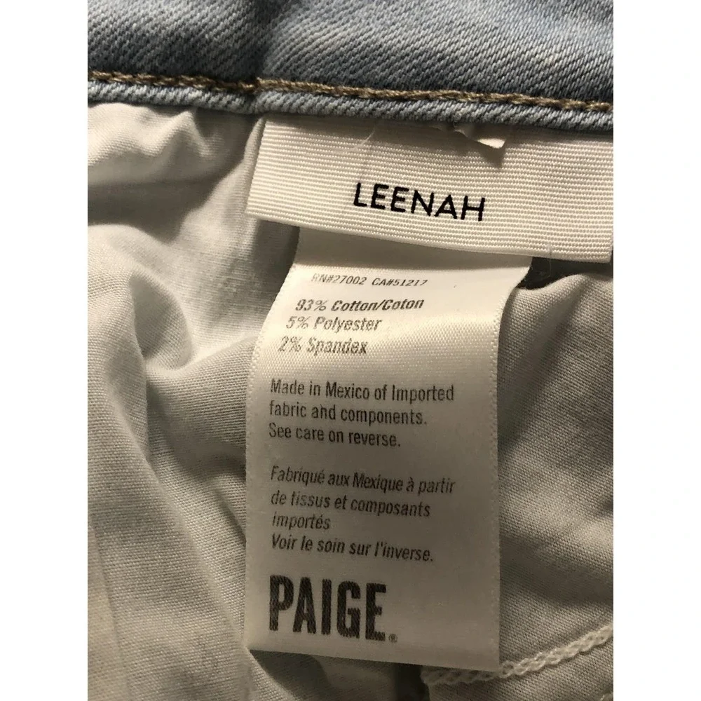Paige Leenah Jeans Womens 33 Blue High Rise Wide Leg Light Wash Denim Stretch